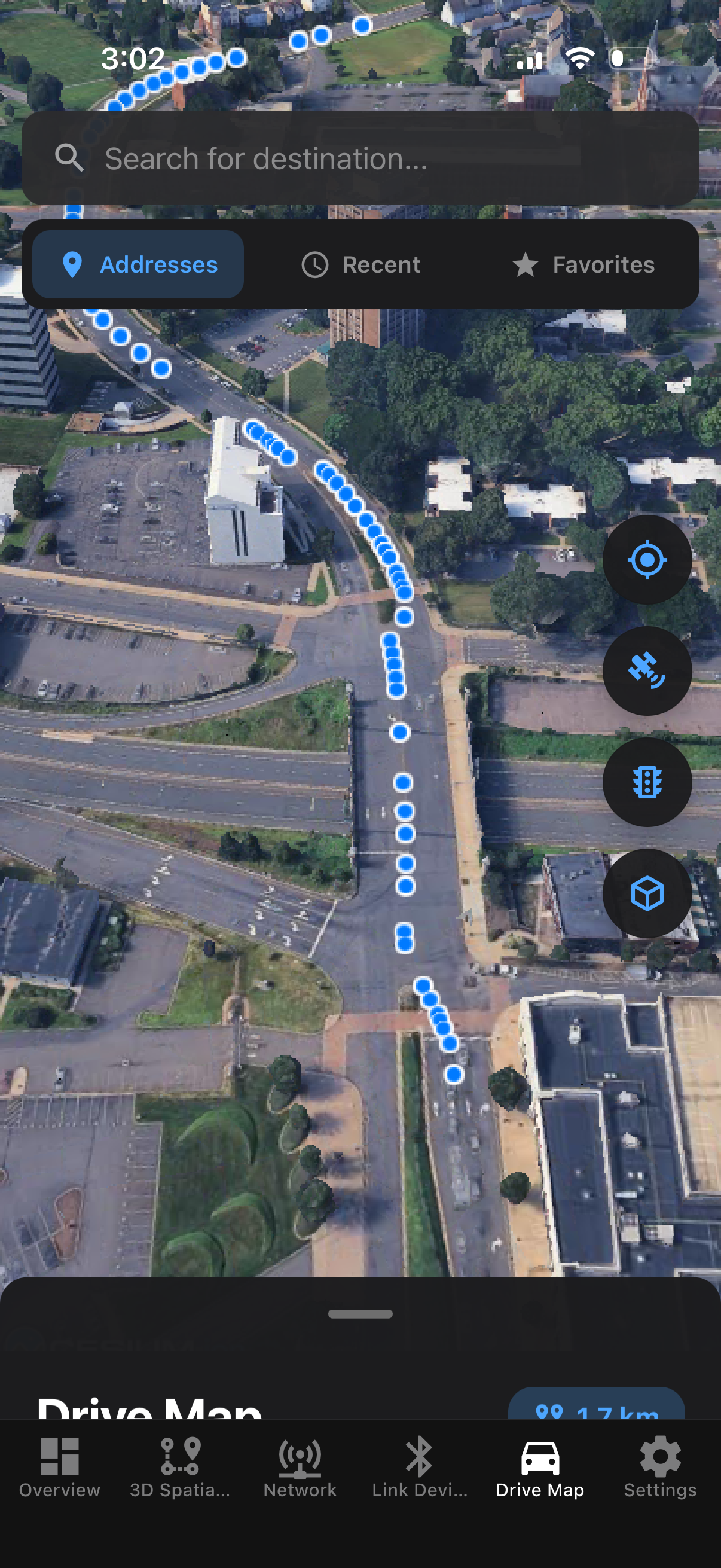 FourMaps navigation app showing lane guidance and turn-by-turn directions on I-405