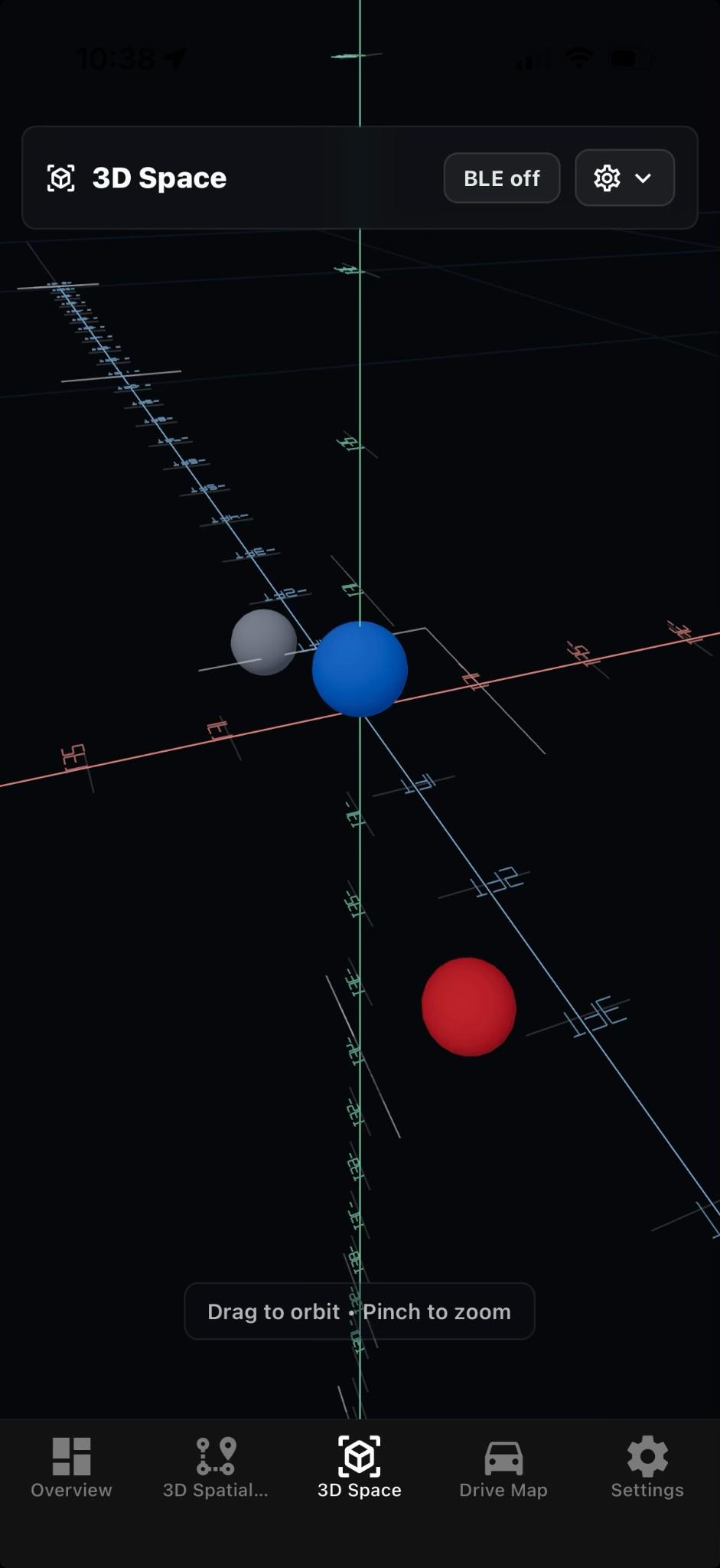 3D Space app showing coordinate system and signal spheres for Rogue Signal Hunter